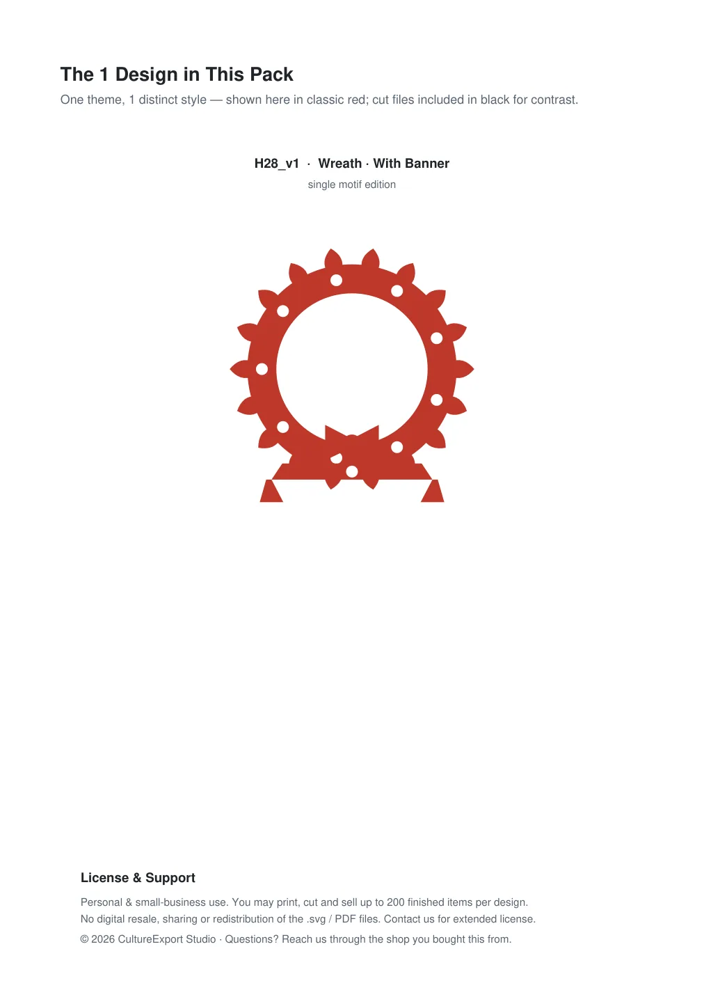Wreath Banner Paper Cut - Free SVG + PDF Pack - design