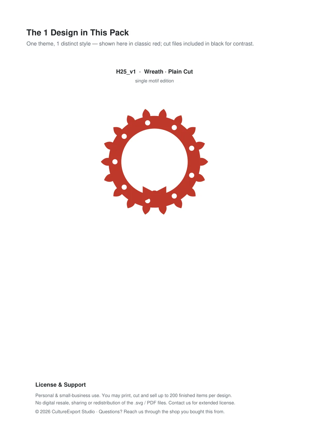 Wreath Paper Cut Template - Free SVG + PDF Pack - design
