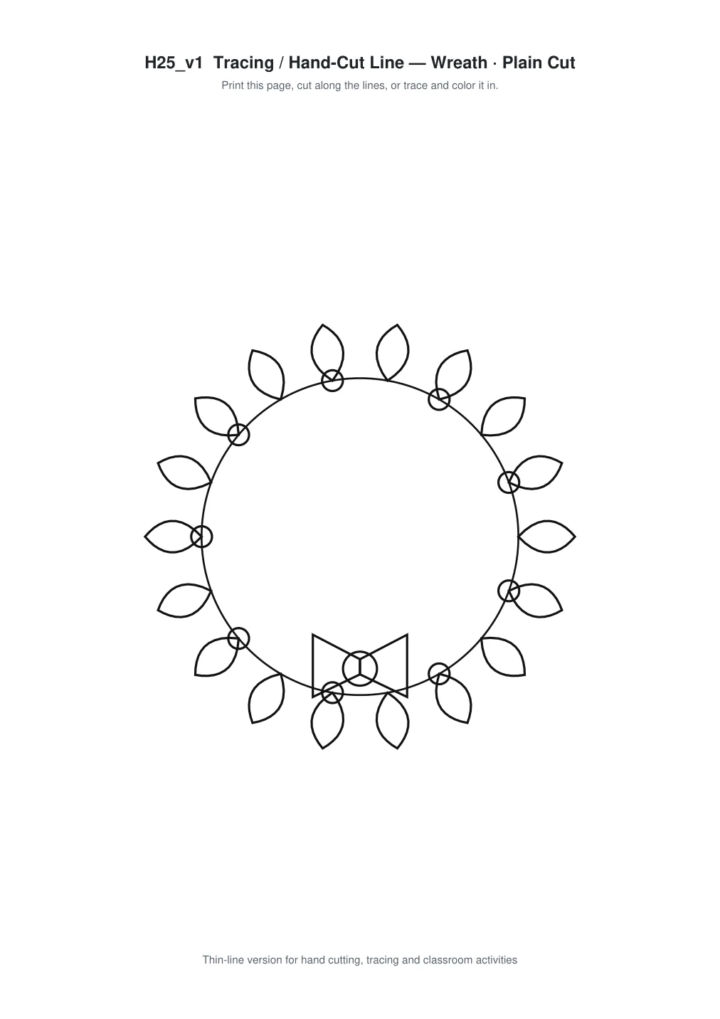 Wreath Paper Cut Template - Free SVG + PDF Pack - line art
