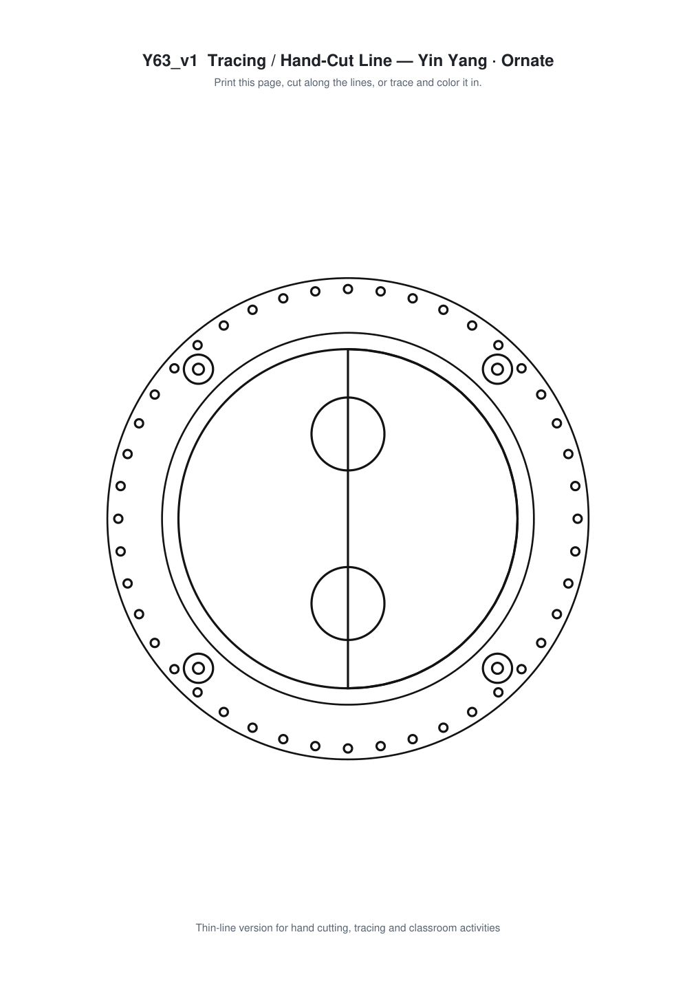 Yin Yang Ornate Paper Cut Panel - Free SVG + PDF Pack - line art
