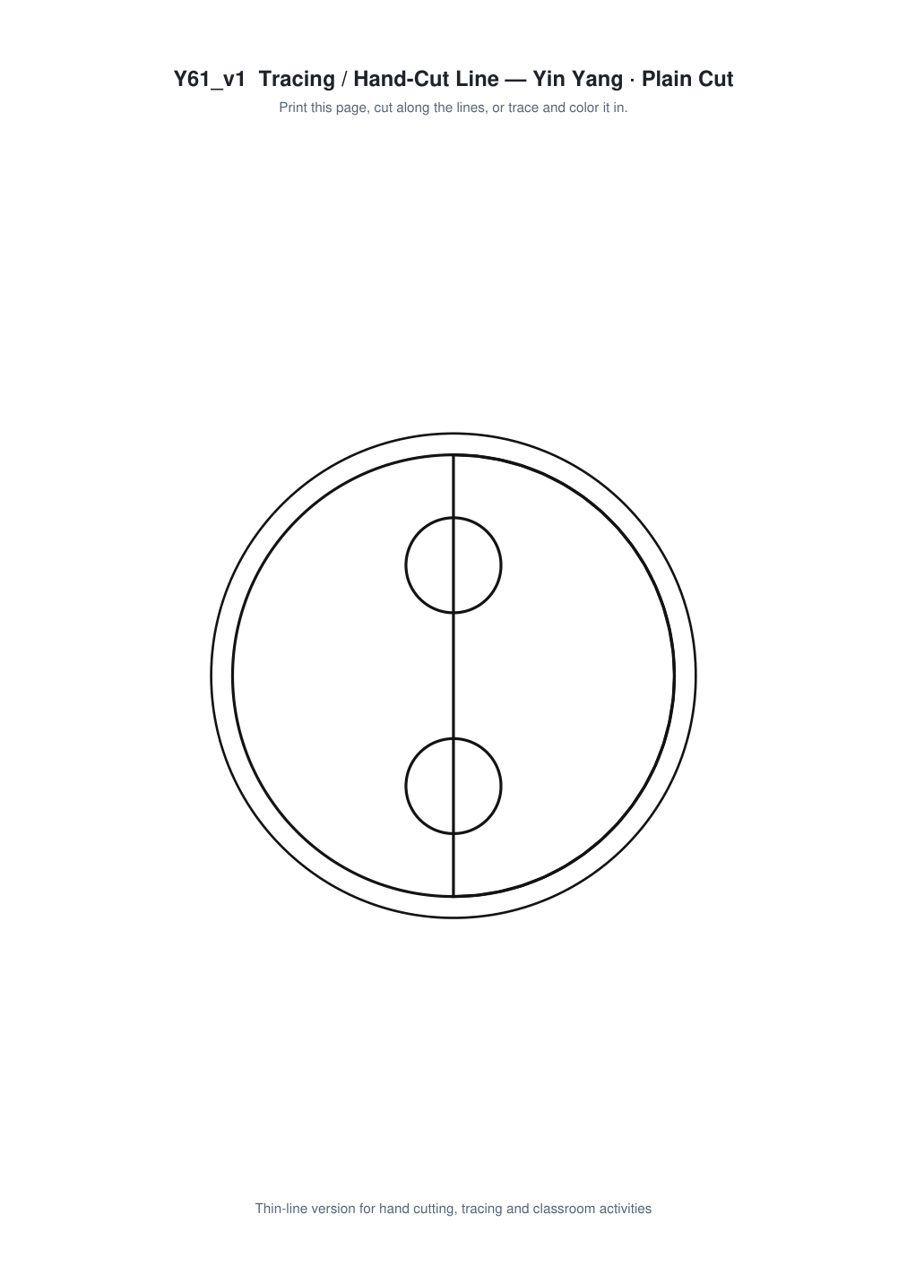 Yin Yang Paper Cut Template - Free SVG + PDF Pack - line art